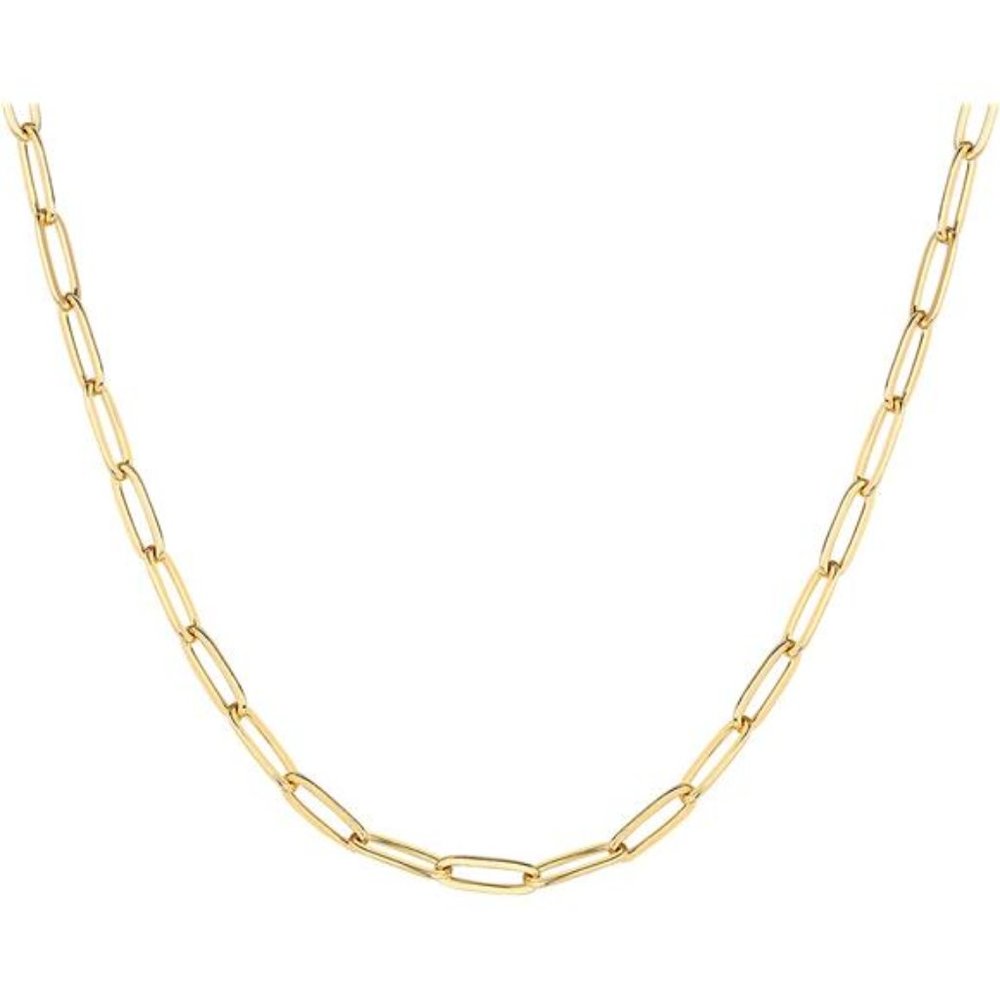 14K Gold Plated Paperclip Chain Adjustable Necklace For Women Womens Cute